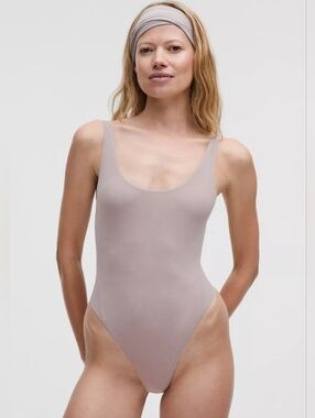 NWT Lululemon Wundermost Nulu Mesh Scoop-Back Sleeveless Bodysuit XL Mauve Gray